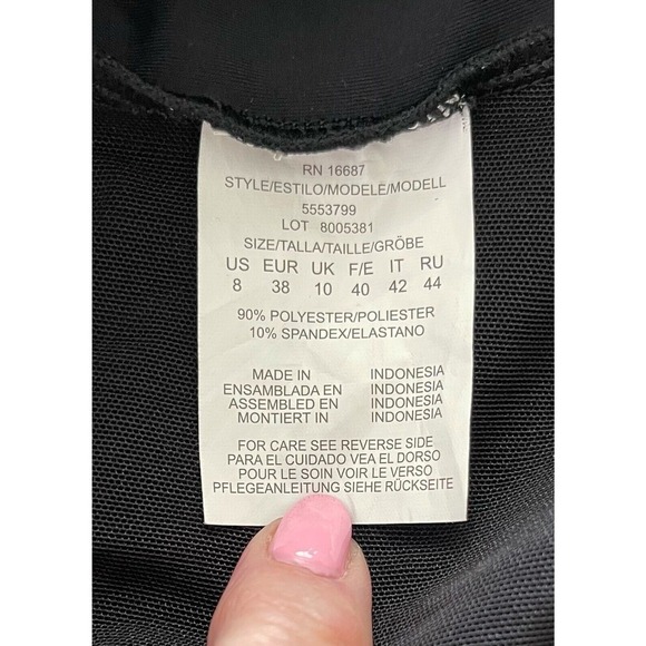 Swim Solutions Bow Front Black Swimdress Size 8 Tummy Control‎ Bust Support NWT - Picture 5 of 6